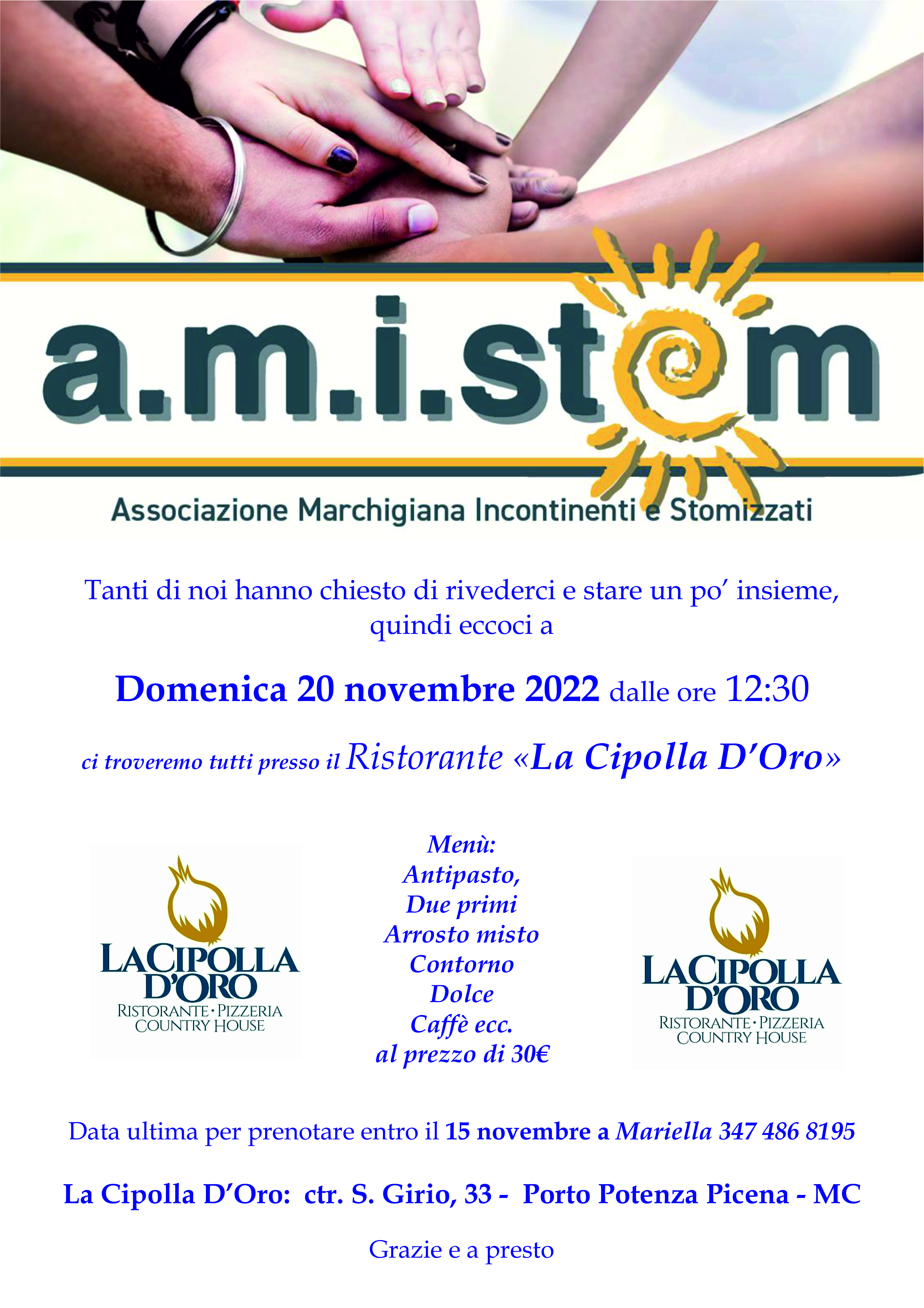 Locandina Pranzo Sociale 20 novembre 2022